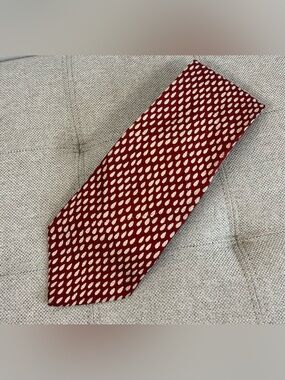 Vintage Hugo Boss Tie 100% Silk Red Droplet Motif Made in Italy 56"x3.75"
